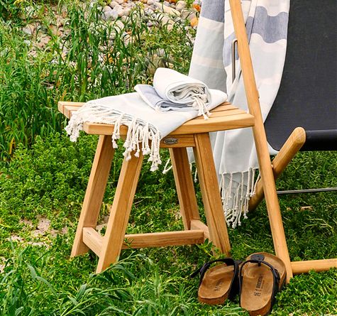 Looms Rattan Gartenmöbel Pforzheim - Teak Hocker Keros