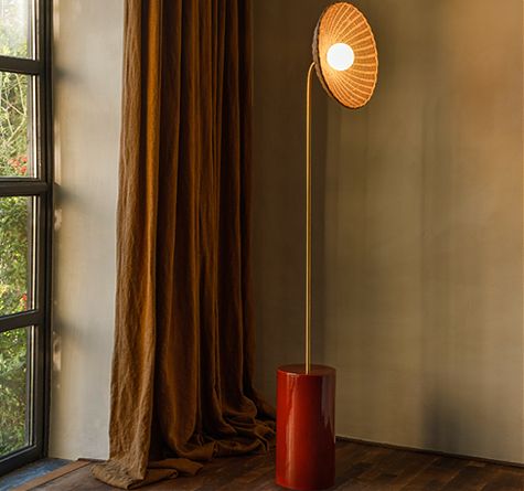 Looms Rattan Möbel Pforzheim - Rattan Stehlampe Arvin curved